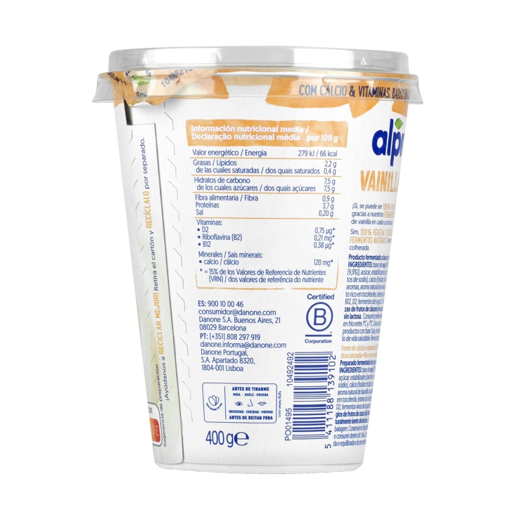 postre soja vainilla, 400g