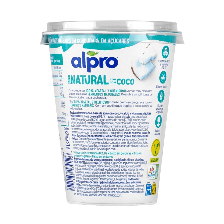 postre soja coco natural, 400g