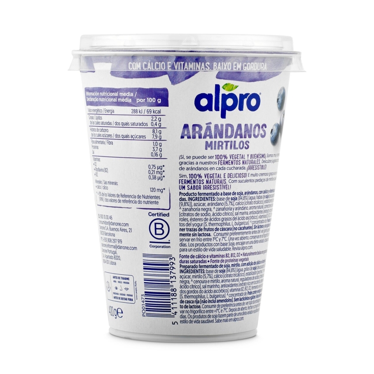 postre soja arándanos, 400g