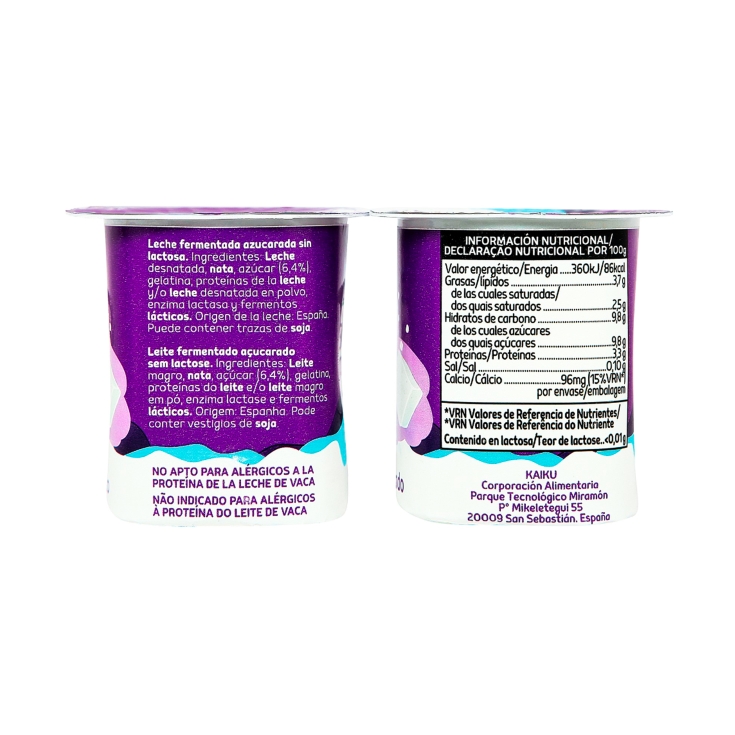 yogur natural sin lactosa 0%, pk-4