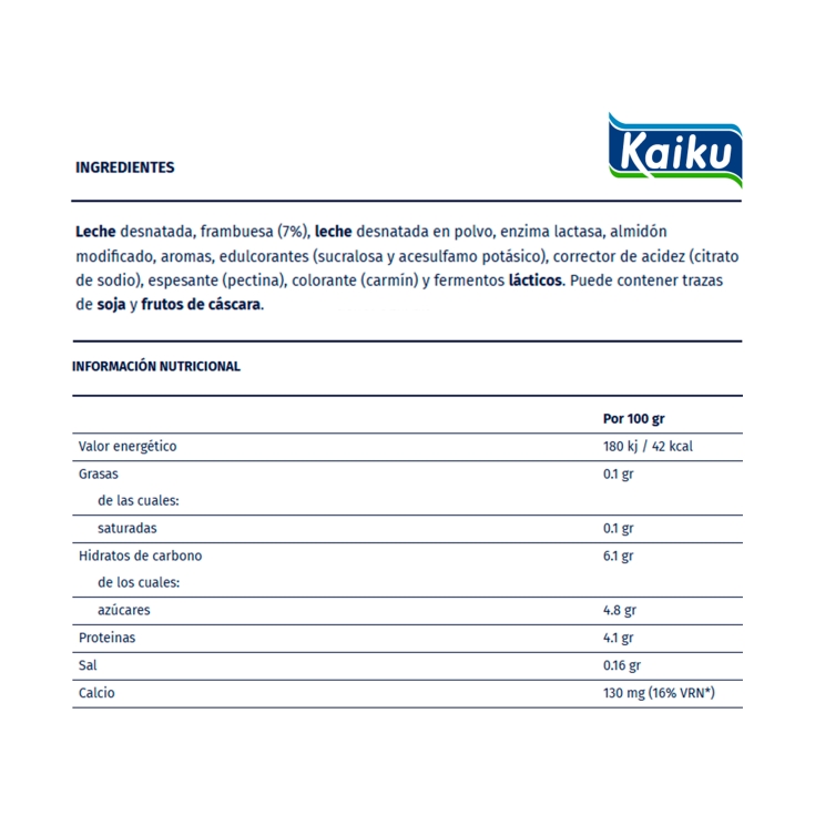 yogur frambuesa sin lactosa 0%, pk-4