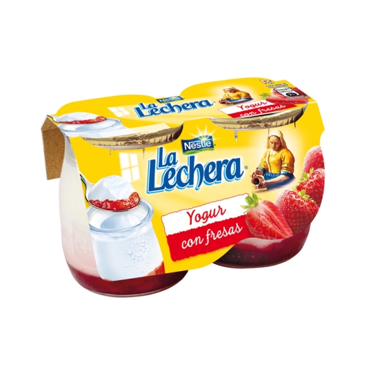 yogur con fresas 125g, pk-2