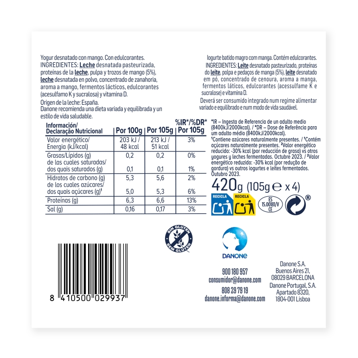 yogur proteína mango 105g, pk-4