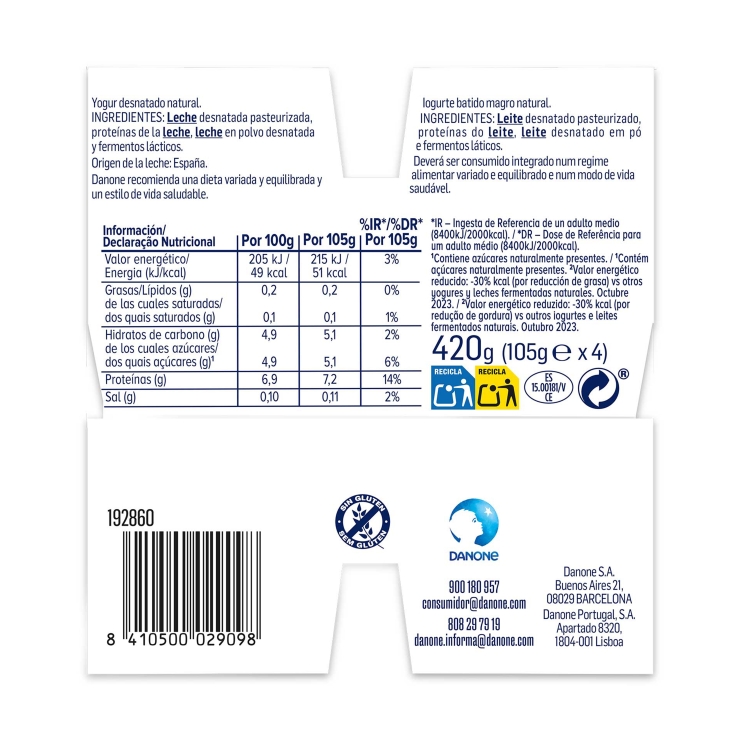 yogur proteína natural 100g, pk-4
