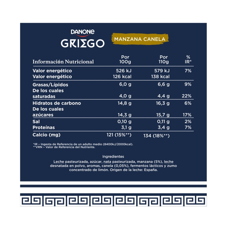 yogur griego manzana/canela, pk-4