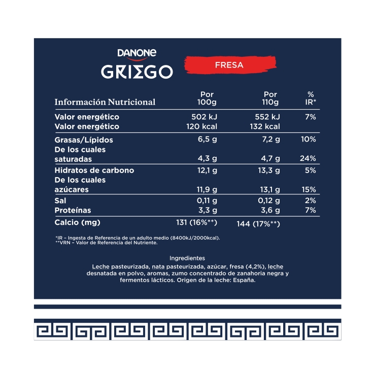 yogur griego fresa 110g, pk-4