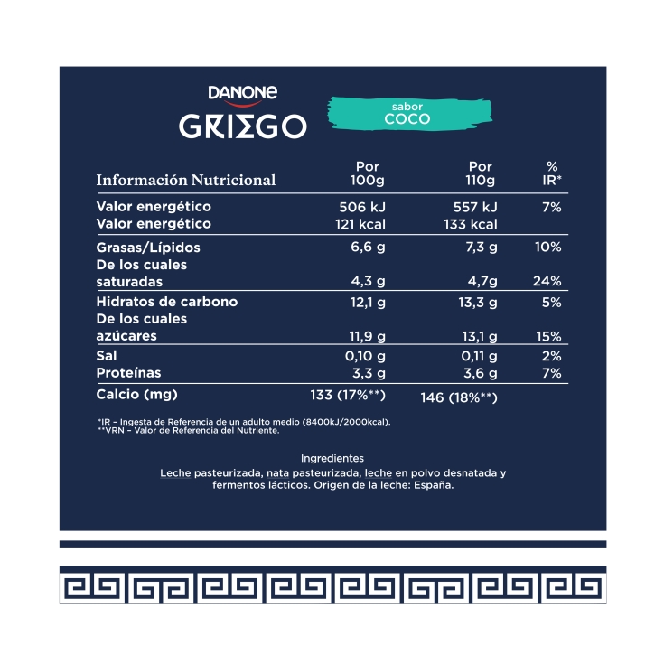yogur griego coco 110, pk-4