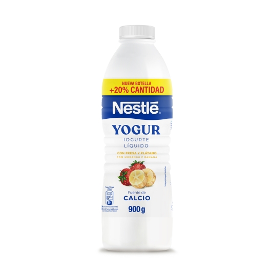 yogur líquido fresa y plátano, 900g