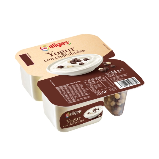 yogur con chocobolas 143g, pk-2
