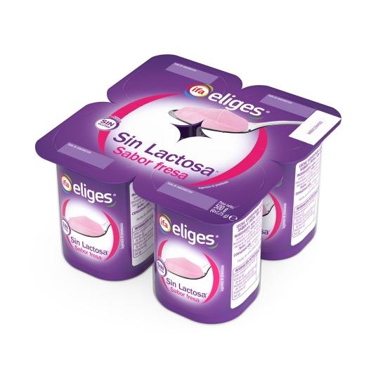 yogur sabor fresa sin lactosa 125g, pk-4