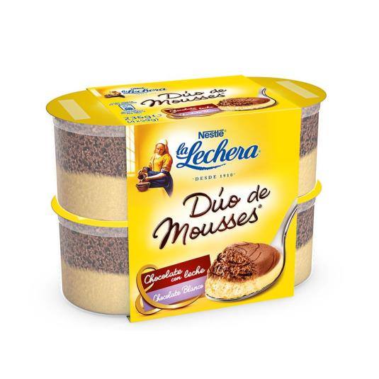 mousse dúo chocolate leche y blanco, pk-4