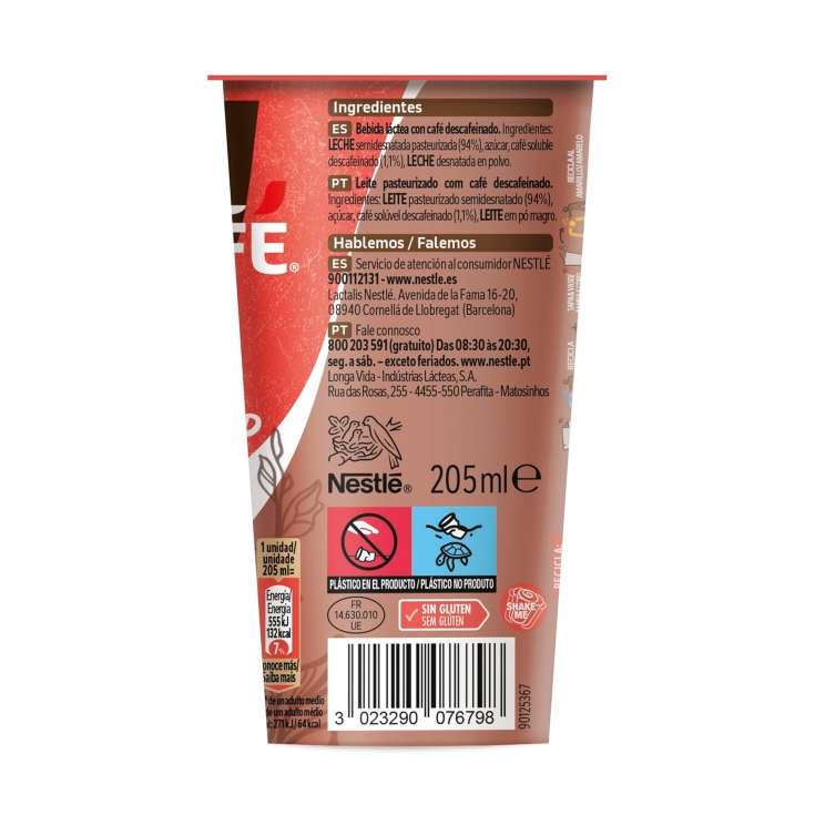 café latte cappuccino descafeinado, ud