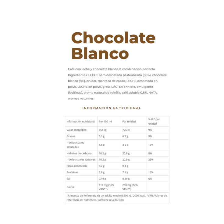 chocolate blanco latte, ud