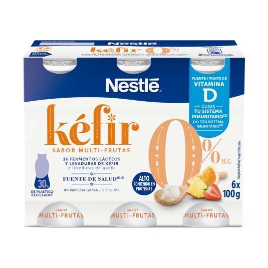 yogur tarrina multifrutas kéfir 0%, pk-6