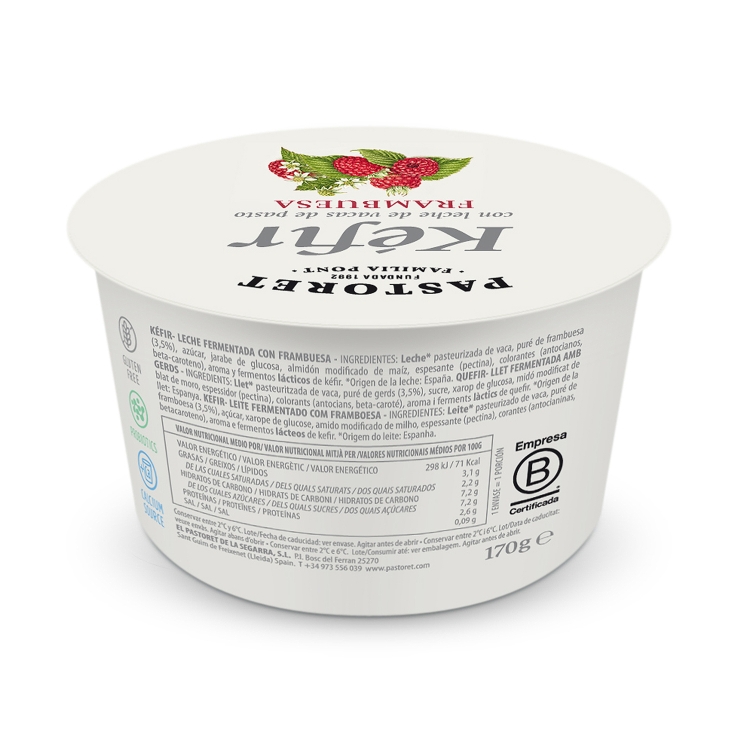 yogur kéfir con frambuesa, 170g