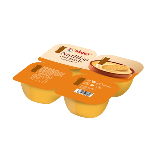 natillas vainilla con galletas 125g, pk-4