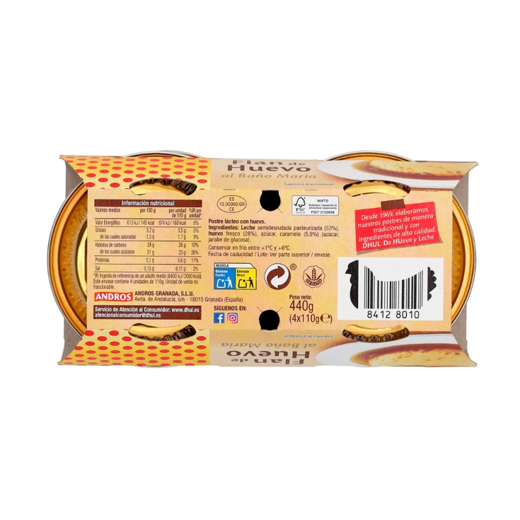 flan huevo al baño maría 110g, pk-4