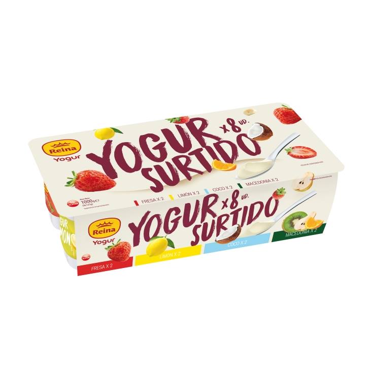 DANONe yogur sabores macedonia fresa coco frutas del bosque 120 g contiene  8 unidades