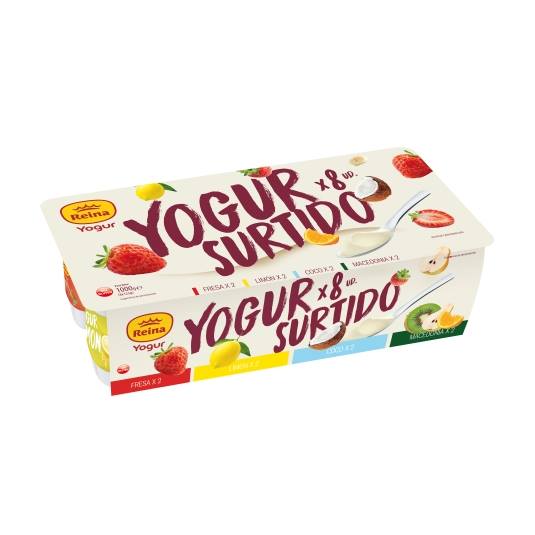 DANONE yogur sabores 2 fresa+2 macedonia+2 limon+2 galleta pack 8 u.