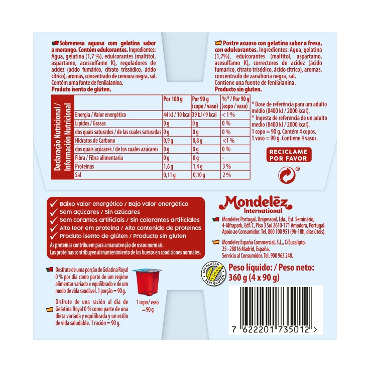 gelatina fresa light, pk-4