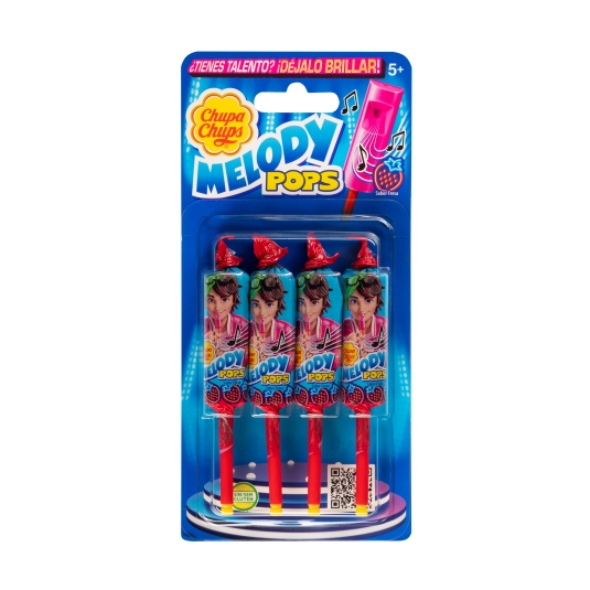 caramelos melody pops fresa, 4ud