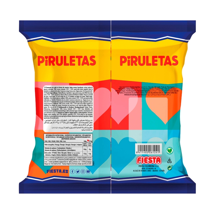 caramelos piruleta corazón cereza, 91g