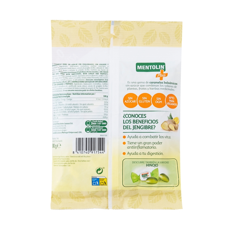 caramelos plus jengibre & própolis s/a, 90g