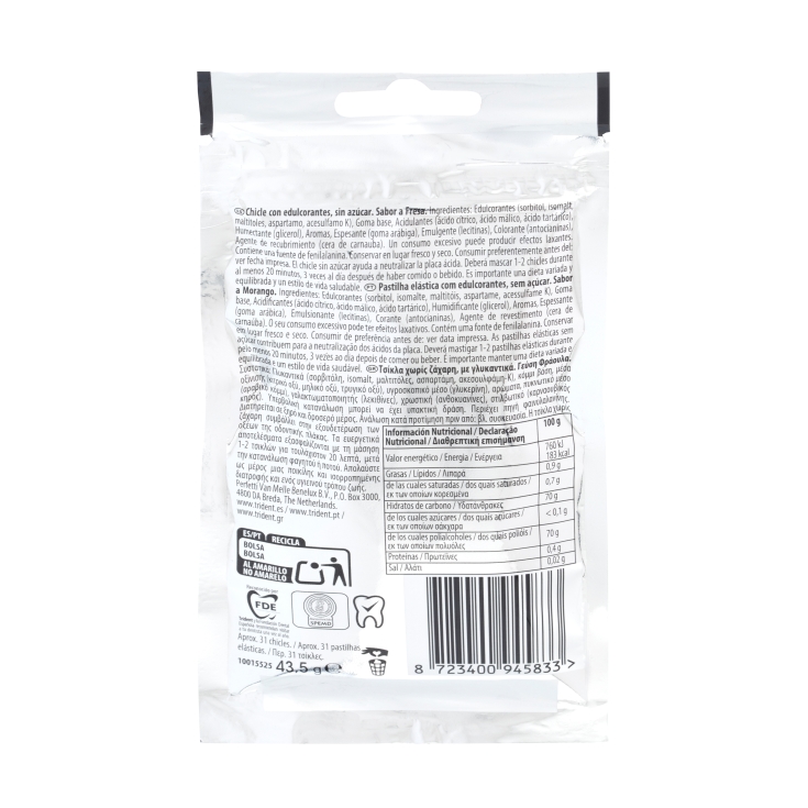 chicles fresa s/a bolsa, 43,5g