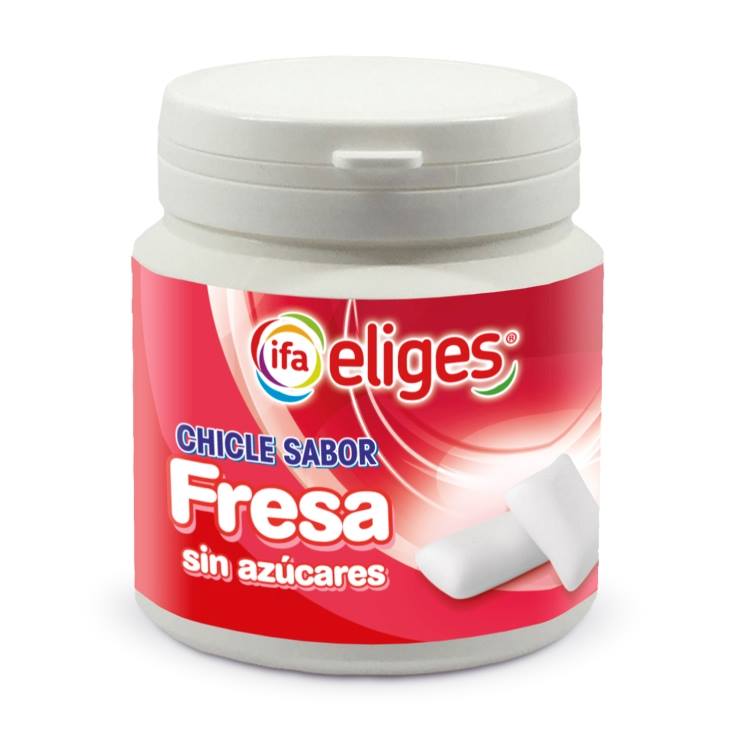 chicles fresa sin azúcar bote 80ud, 100g