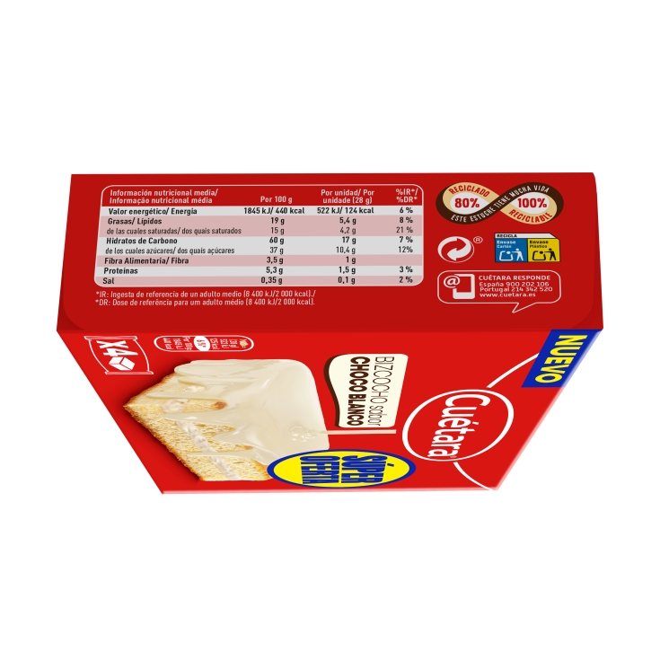 bizcocho chocolate blanco 4ud, 112g