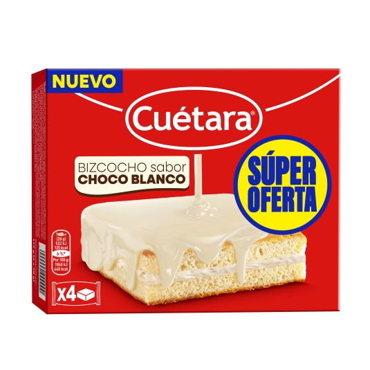 bizcocho chocolate blanco 4ud, 112g