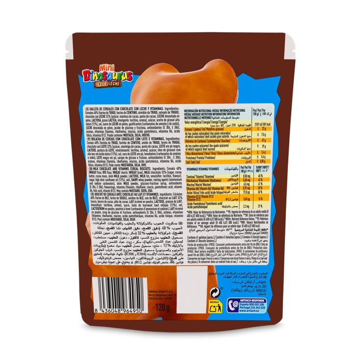 mini galletas choco.leche dinosaurus, 100g