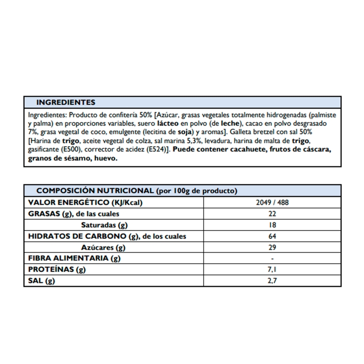 bretzels salados cacao, 100g