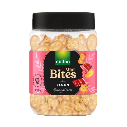 galletas saladas mini bites jamón, 250g