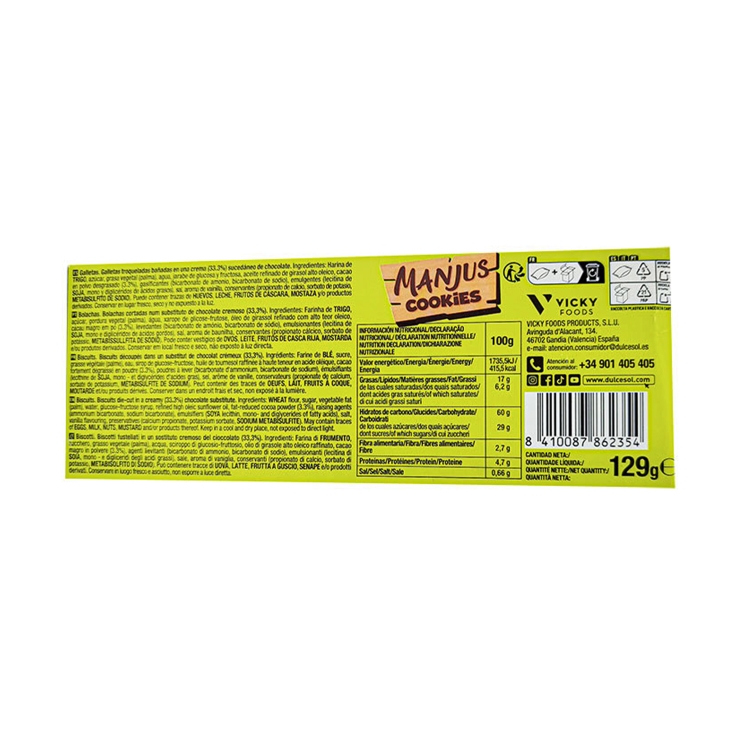 galletas manjus cookies, 129g