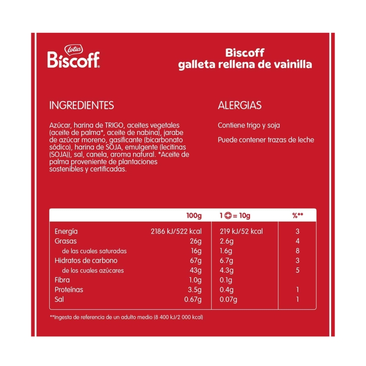 galletas rellenas vainilla, 150g