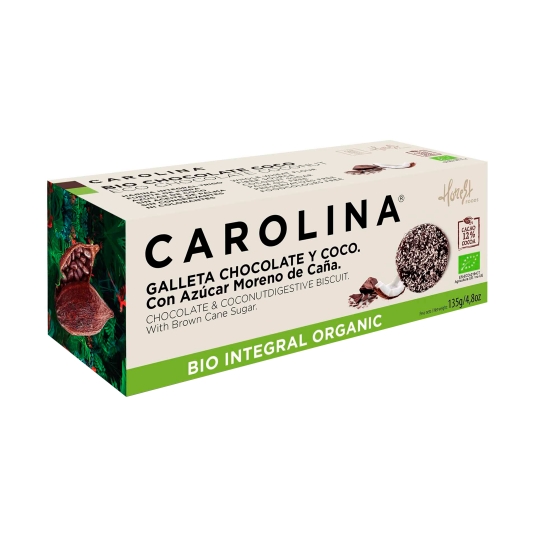 galleta bio integral chocolate y coco, 135g