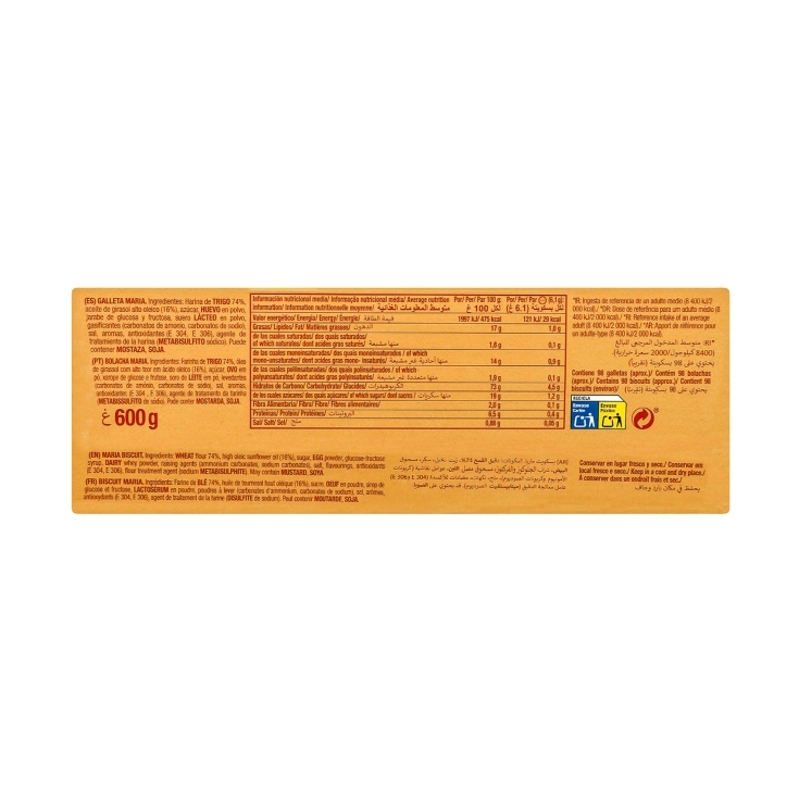galleta marbú dorada, 600g