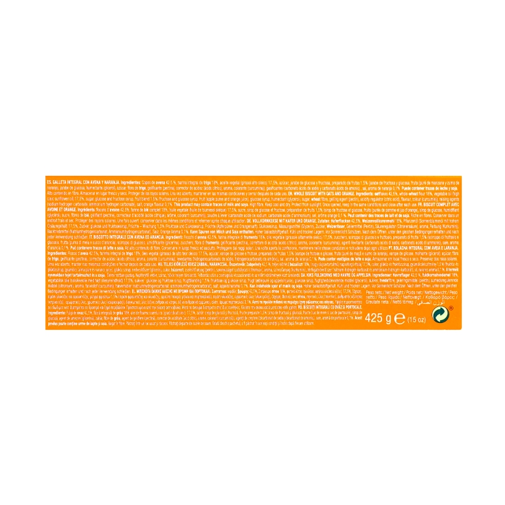 galletas digestive avena naranja, 425g