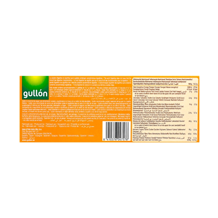 galletas digestive avena naranja, 425g