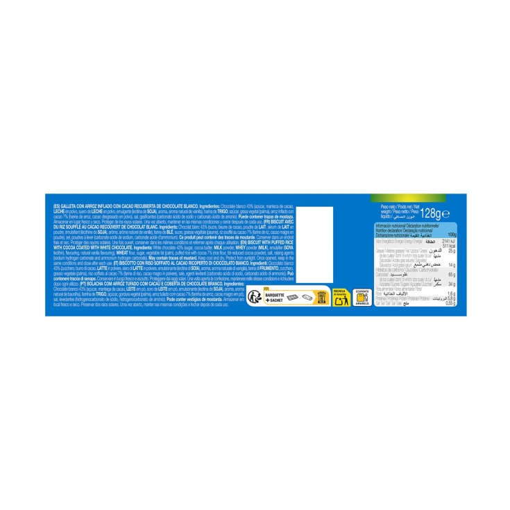 galletas aros chocolate blanco chocobom, 128g