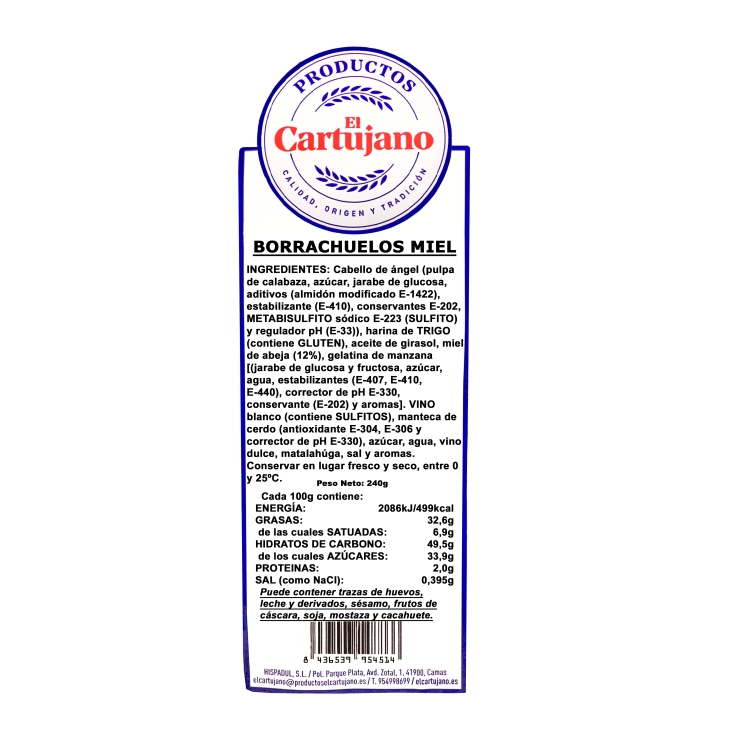 borrachuelo miel 6ud, 240g