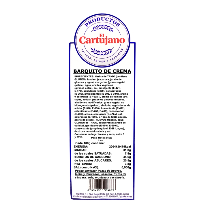 barquito crema, 250g