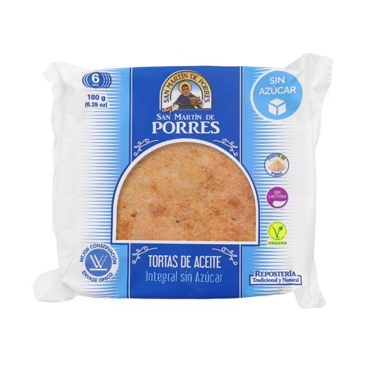 tortas de aceite integral sin azúcar, 180g