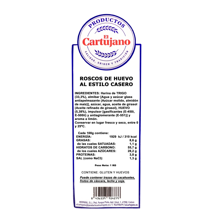 roscos de huevo caseros cubo, 1kg