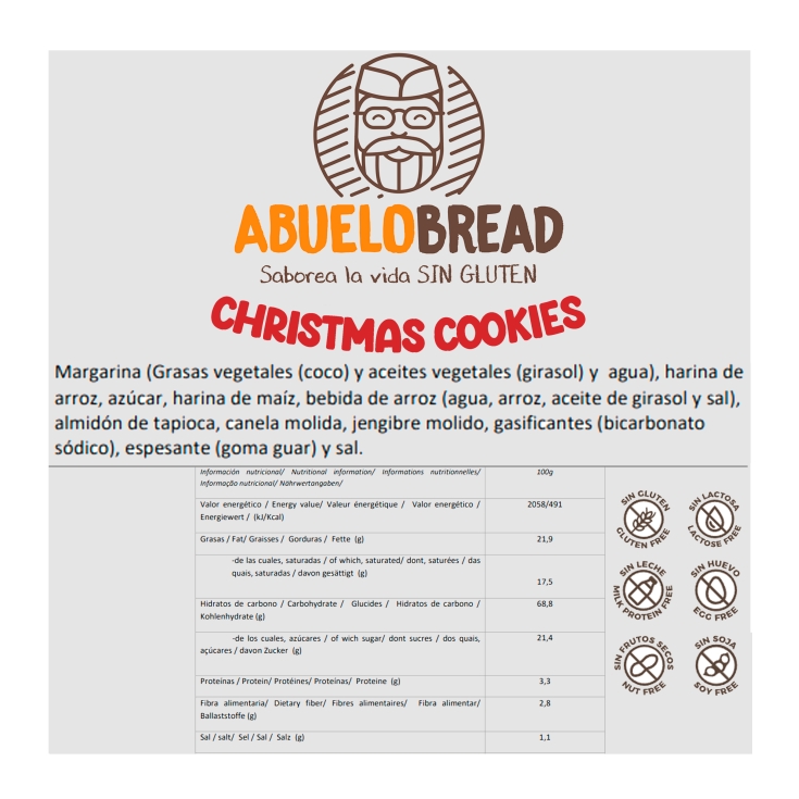 christmas cookies con canela y gengibre, ud