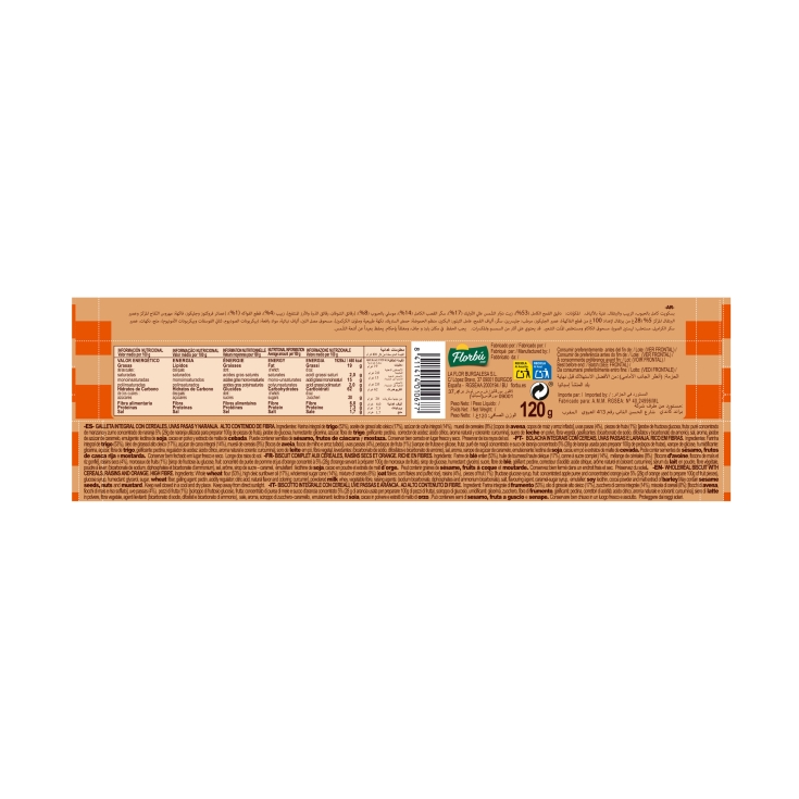 cookies integrales muesli-naranja-pasas, 120g