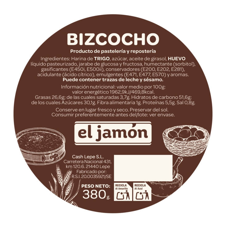 bizcocho casero, 380g