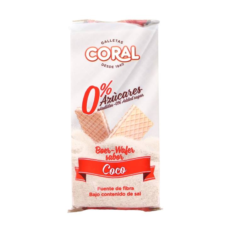 barquillos coco 0% azúcares, 200g