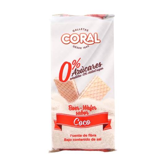 barquillos coco 0% azúcares, 200g